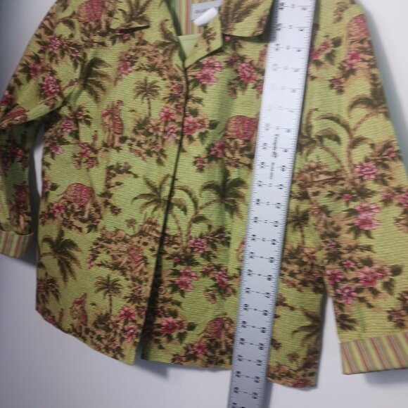 Sharon Young, SZ 12, 3 PC Suit, Skirt, Top & Jacket, Elephant & Palm Tree Print - Picture 16 of 16